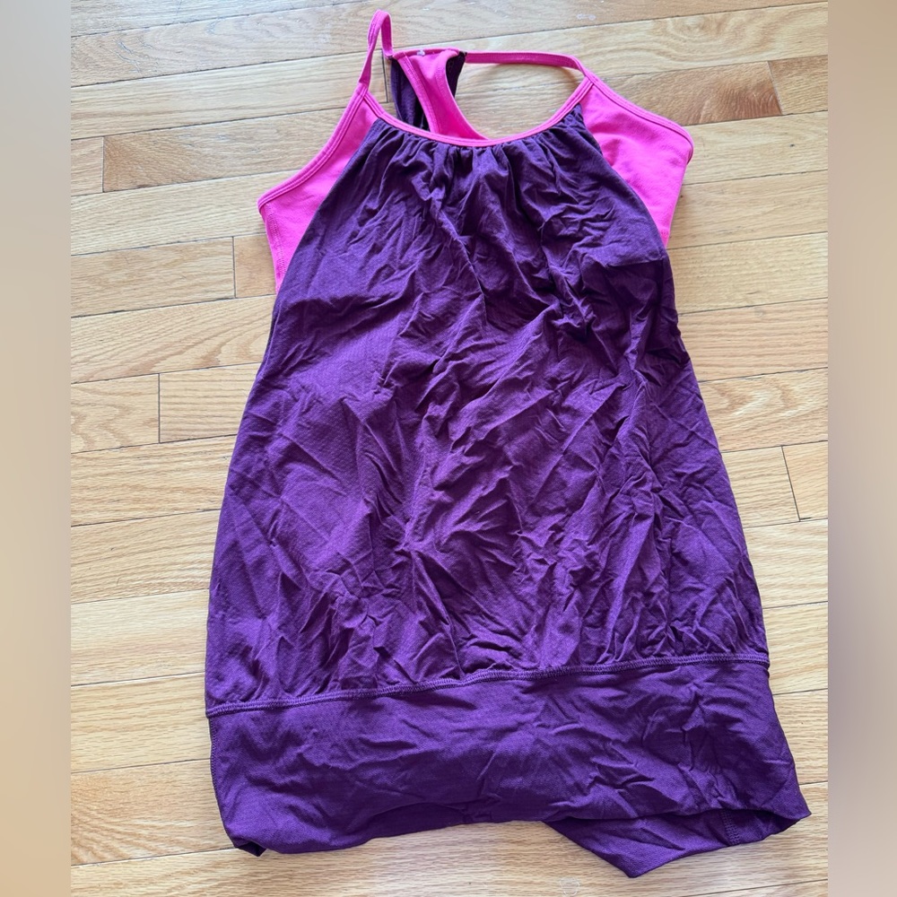 Lululemon M Maroon & Pink Tank Top with Built In Bra